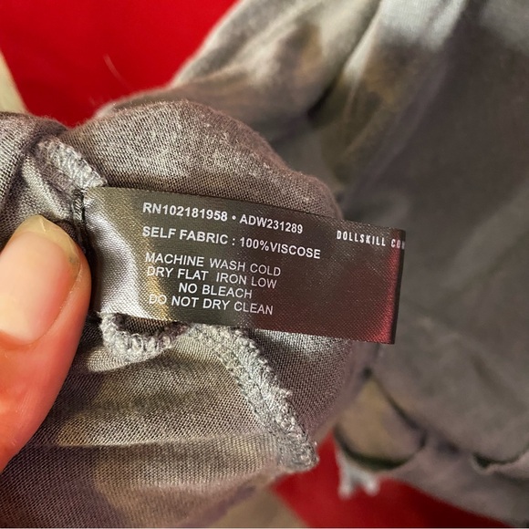 SOLD: Dolls Kill / Darker Wavs Asymmetrical Gray Distressed Hooded Dress - Picture 11 of 11